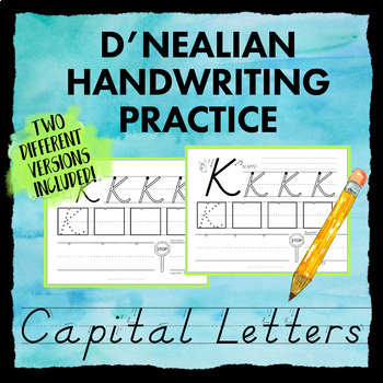 Preview of D'Nealian Handwriting Practice Worksheets - Capital Letter Dnealian uppercase