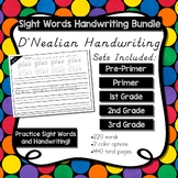 D'Nealian Handwriting Sight Word Worksheets Pre-Primer thr