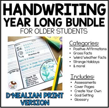 Preview of D'Nealian Handwriting Worksheets for Older Students | Year Long