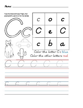 D'Nealian Letter Trace Practice Page - Aa through Mm by Wildcat Corner