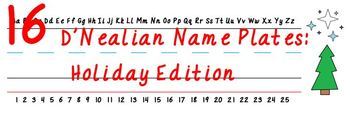 Preview of D'Nealian Name Plates: Holiday Edition
