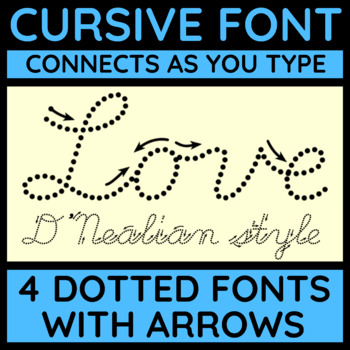 Preview of D'Nealian cursive dotted font with arrows - fully connected