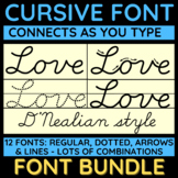 D'Nealian cursive font - fully connected - FONT BUNDLE