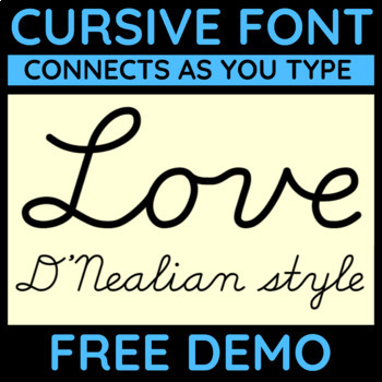 Preview of D'Nealian cursive font - fully connected - FREE DEMO