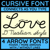 D'Nealian cursive font with arrows - fully connected