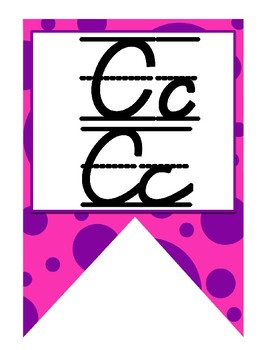 neon themed dnealian print and cursive alphabet banner tpt