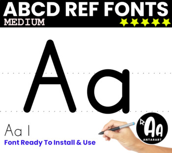 Preview of D'Nealian print font for teaching alphabet -Medium- uppercase & lowercase ABC