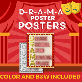 Preview of D-R-A-M-A - Poster for Drama Class - Color or B&W 8.5x11, 11x17, and 18x24"