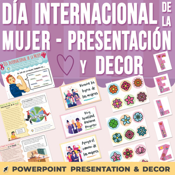 Preview of Día Internacional de la Mujer Presentación PowerPoint y Decor  | Discussion Q's