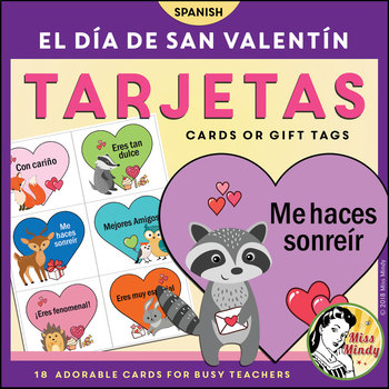 Preview of Día de San Valentín: Spanish Valentines Tarjetas Valentine Cards Gift Tags