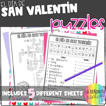 Preview of Día de San Valentín Vocab Puzzles | Valentine's Day | Word Search and Crossword