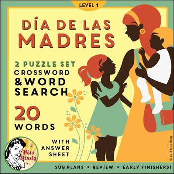 Preview of Día de las Madres: Spanish Mother's Day Vocabulary Word Search Crossword Puzzles