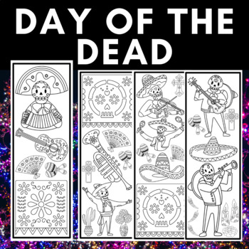 Preview of Día de los Muertos Bookmarks | Day of the Dead | Musician | Guitar | Trumpet