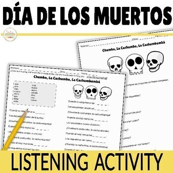 Preview of Día de los Muertos Day of the Dead Listening Activity Chumba La Cachumba Song