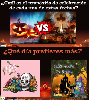 Preview of Día de los Muertos vs. Día de las brujas | PearDeck Interactive Activities y más