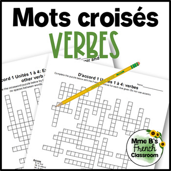 D'accord 1 Unités 1 à 4 Crossword puzzles: verb review | TpT