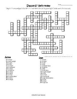 D #39 accord 1: Verb review Crossword puzzle by Mme B #39 s French Classroom