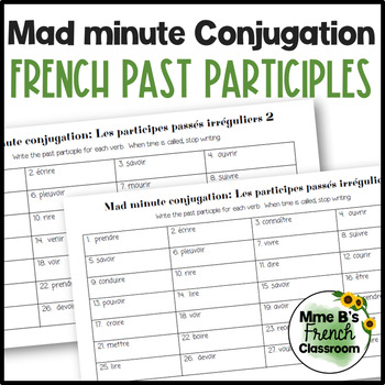 Preview of Mad minute conjugation: French irregular past participles