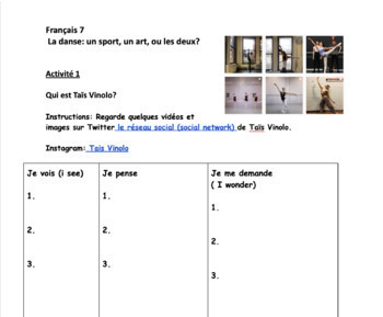 Preview of Débat: Le ballet et la danse- un sport ou un art? / Intermediate French