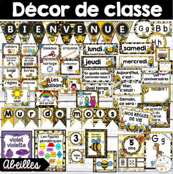 Preview of Décor de classe - Abeilles -French Classroom Decor Bundle