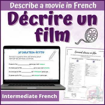 Preview of Décrire un film | Describing movies in French - Lesson and Activities