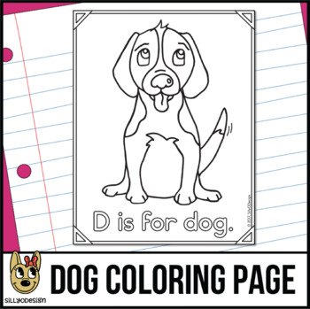 Preview of Animal Alphabet Coloring Page: D is for Dog