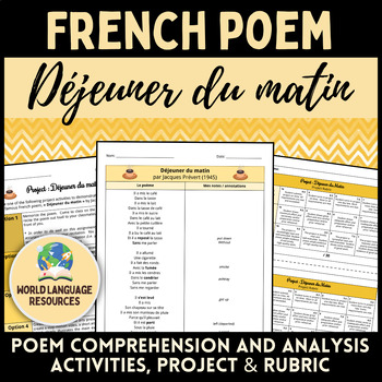 Preview of Déjeuner du Matin: French Food Unit Poem Activities & Project - La nourriture