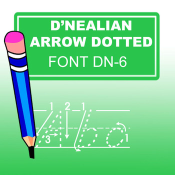 Preview of D'nealian Arrow Dotted Font