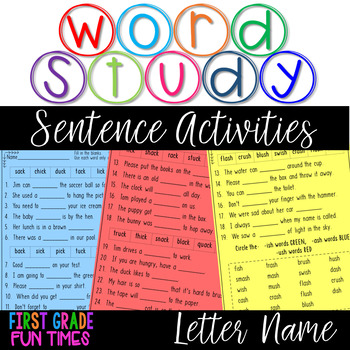 Preview of Word Study Letter Name Sentence Activities