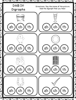 DAB It! Digraphs - ch, sh, th by Klever Kiddos | TpT