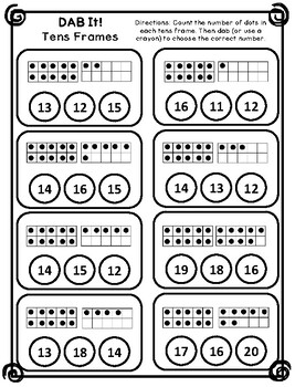 DAB It! Tens Frame Counting 11-20 by Klever Kiddos | TpT