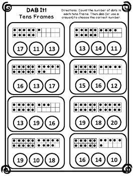 DAB It! Tens Frame Counting 11-20 by Klever Kiddos | TpT