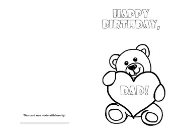 dad birthday card printables by yippy skippy classroom tpt