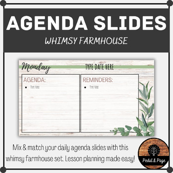 Preview of DAILY AGENDA SLIDES - Whimsy Farmhouse