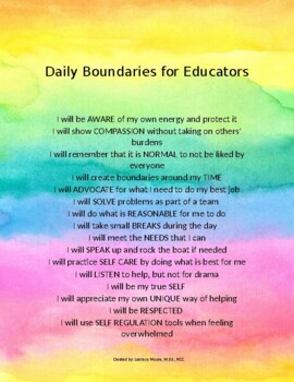 Preview of DAILY BOUNDARIES FOR EDUCATORS