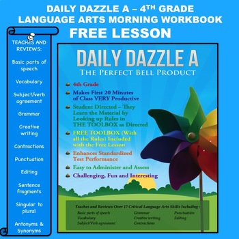 Preview of FREE LANGUAGE ARTS MORNING WORK LESSON - DAILY DAZZLE  A  (4th Grade)