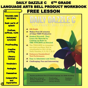 Preview of FREE BELL RINGER LANGUAGE ARTS LESSON - DAILY DAZZLE C - 6th Grade