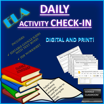 Preview of DAILY ELA ACTIVITY CHECK-IN WORKSHEET: Fosters organizational skills!