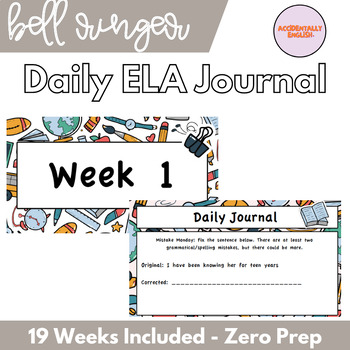 Preview of DAILY JOURNAL: Semester 1 Daily ELA Writing Prompts (19 Weeks with Holidays!)