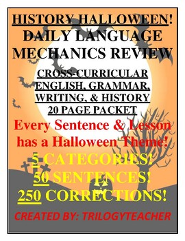 Preview of HISTORY HALLOWEEN DAILY LANGUAGE MECHANICS REVIEW: 5 Lessons! 250 Corrections!