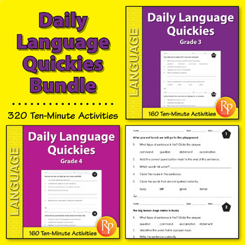 Preview of DAILY LANGUAGE PRACTICE BUNDLE - Third Grade & Fourth Grade (Days 1 - 160)