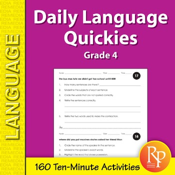 Preview of DAILY LANGUAGE PRACTICE for Fourth Grade (Days 1 - 160) short passages - warm-up