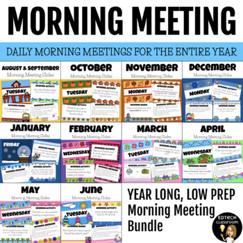 Preview of DAILY MORNING MEETINGS for the ENTIRE YEAR | 2023 - 2024 Morning Meeting Bundle