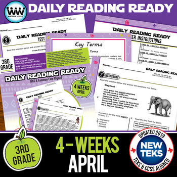 Preview of 3rd Grade Daily Reading Spiral Review for April New ELA TEKS