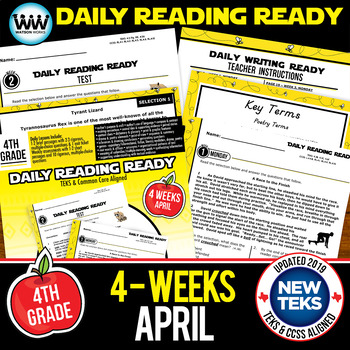 Preview of 4th Grade Daily Reading Spiral Review for April New ELAR TEKS