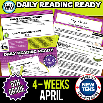 Preview of 5th Grade Daily Reading Spiral Review for April New ELAR TEKS