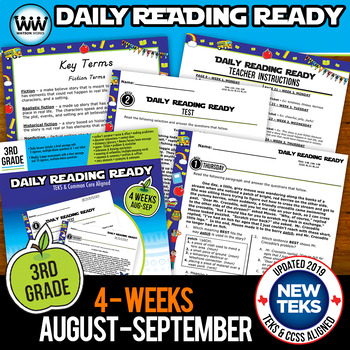 Preview of 3rd Grade Daily Reading Spiral Review for August/September New ELA TEKS
