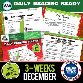Preview of 3rd Grade Daily Reading Spiral Review for December New ELA TEKS