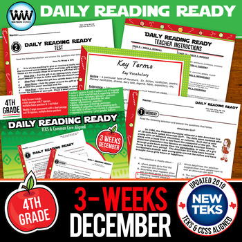 Preview of 4th Grade Daily Reading Spiral Review for December New ELAR TEKS