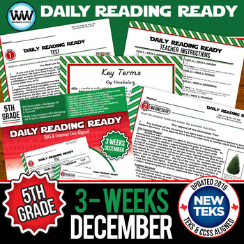 Preview of 5th Grade Daily Reading Spiral Review for December New ELAR TEKS